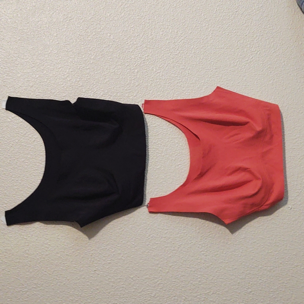 2 Ronda Shear Bra let Set *1 Black & 1 Orange* Large Fit